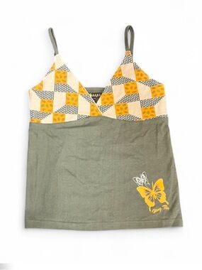 Hang Ten Yellow And Green Butterfly Babydoll Top